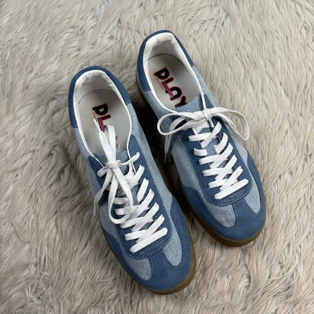 Play by Jefferey Campbell Women's 10 Blue Denim Classic Sneakers Preppy